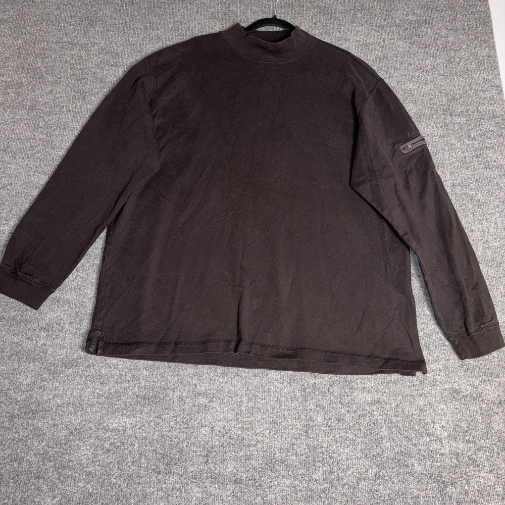 Eddie Bauer Long Sleeve Shirt Mens XL Brown Zip Arm Pocket Vintage Gorpcore‎